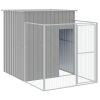 Dog House with Run Light Gray 65"x98.8"x71.3" Galvanized Steel