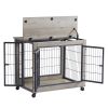 Furniture Dog Cage Crate with Double Doors on Casters. Grey, 31.50'' W x 22.05'' D x 24.8'' H.