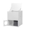 Large Wooden Cat Litter Box Enclosure With Jumping Platform and Fabric Drawer;  Indoor Hidden Cat Washroom Furniture;  White