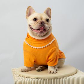 Pet Solid Color Bottoming Shirt High Collar (Option: Orange-S)