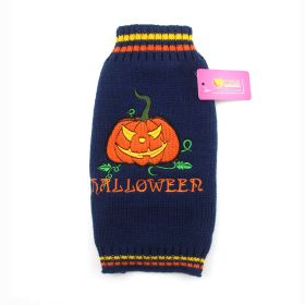 Pumpkin Sweater Dog Clothes Halloween (Option: Navy Blue New Pumpkin-XXS)