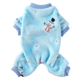 Autumn Clothes Four-legged Pet Clothing (Option: Blue Snowman-L)