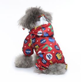 Pet Sound Dog Raincoat Four-legged Reflective Raincoat Pattern Dog Four Seasons Universal (Option: YY37 Lion-XS)