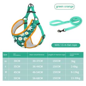 Pet Hand Holding Rope Vest-style Dog Reflective Explosion-proof (Option: Daisy Green Suit-XS)