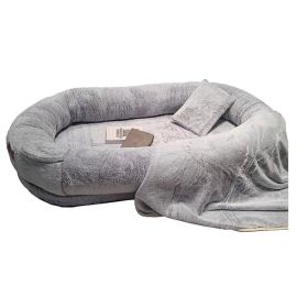 Oversized Person Dog Bed Removable And Washable (Option: Gradient Gray Bottom Strip-135x85x30CM)