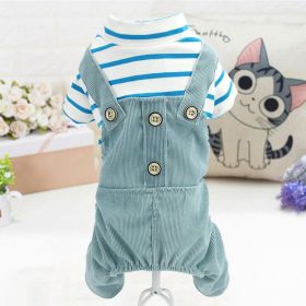 Pet Clothes Dog Four-legged Pet Clothes (Option: Fashion Brand Strap Blue-M)