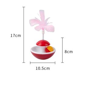 New Durable Funny Pet Cat Toys for entertain itself Mimi Favorite Feather Tumbler with small bell Kitten Cat Toys For Catch (Color: Red)