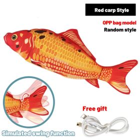 Cat Toys Floppy Wagging Fish Cat Toy Fish USB Electric Charging Simulation Fish Catnip Cat Pet Chew Toys (Color: Red carp)