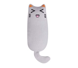 Cat Catnip Toys Playing Teeth Cleaning Plush Pillow Scratcher Pet Catnip Teeth Grinding Chew Toys (Color: Gray)