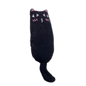 Cat Catnip Toys Playing Teeth Cleaning Plush Pillow Scratcher Pet Catnip Teeth Grinding Chew Toys (Color: Black)