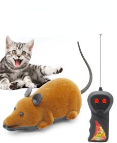 Remote control electric mouse for pet toys; simulation electric mouse; battery replaceable; cat toy (colour: dark brown, size: Tuba)