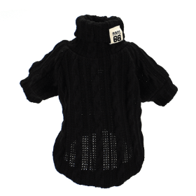 Pet Turtleneck Knitted Sweater Winter Dog Cat Keep Warm (Color: Black, size: L)