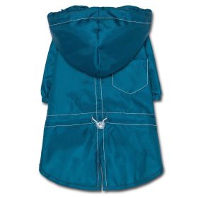 Touchdog Split-Vent Designer Waterproof Dog Raincoat (Color: Blue, size: small)