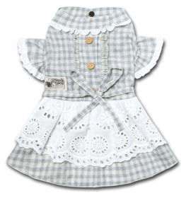 Touchdog 'I love Poochi' Classical Fashion Plaid Dog Dress (Color: Grey, size: X-Small)