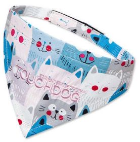 Touchdog 'Head-Popper' Fashion Designer Printed Velcro Dog Bandana (Color: Blue / White, size: medium)