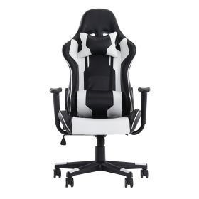 GIVENUSMYF gaming chair, computer chair with lumbar support, height adjustable gaming chair with headrest and 360° swivel office chair, suitable for (Color: black and white, Material: pu)