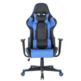 GIVENUSMYF gaming chair, computer chair with lumbar support, height adjustable gaming chair with headrest and 360° swivel office chair, suitable for (Color: black and blue, Material: pu)