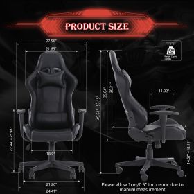 GIVENUSMYF gaming chair, computer chair with lumbar support, height adjustable gaming chair with headrest and 360° swivel office chair, suitable for (Color: Black, Material: pu)