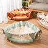 Cat Tunnel Toy Bed with Cushion Mat with Pop up Collapsible 2 Way Tube and Scratching Ball Interactive Toy Peak Hole Hideout House for Cat Puppy Kitte