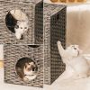 Rattan Cat Litter,Cat Bed with Rattan Ball and Cushion