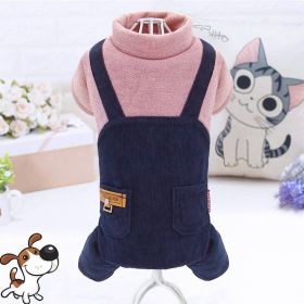 Pet Clothes Dog Four-legged Pet Clothes (Option: JEANS Pocket Strap Pink Top-M)