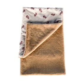 Pet Autumn And Winter Thick Warm Dehaired Angora Printed Cloak Small Blanket (Option: Beige Bear-Cloak M)