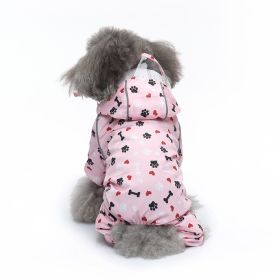 Pet Sound Dog Raincoat Four-legged Reflective Raincoat Pattern Dog Four Seasons Universal (Option: YY36 Love Bone-S)