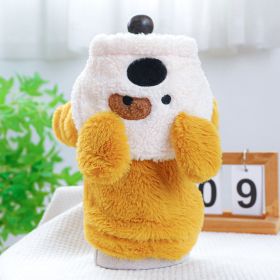 Fleece-lined Warm Dog Cat Clothing Flower Four Feet Pet Costume (Option: Puppy Pet Costume Yellow-L)