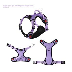 USB Rechargeable Pet LED Luminous Chest Strap (Option: Purple-XL)