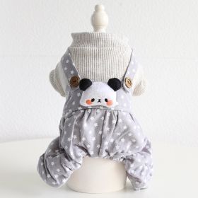 Lesser Panda Star Grid Pet Dog Clothes (Option: Gray-L)