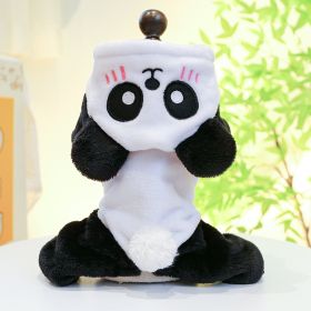 Fleece-lined Warm Dog Cat Clothing Flower Four Feet Pet Costume (Option: Panda Pet Costume-M)