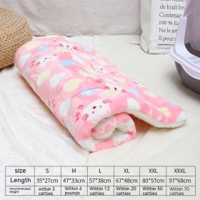 Winter Pet Mat Cat Nest Flannel Kennel Blanket Cat Pad Pet Bed (Option: Love Pink Cat-L)